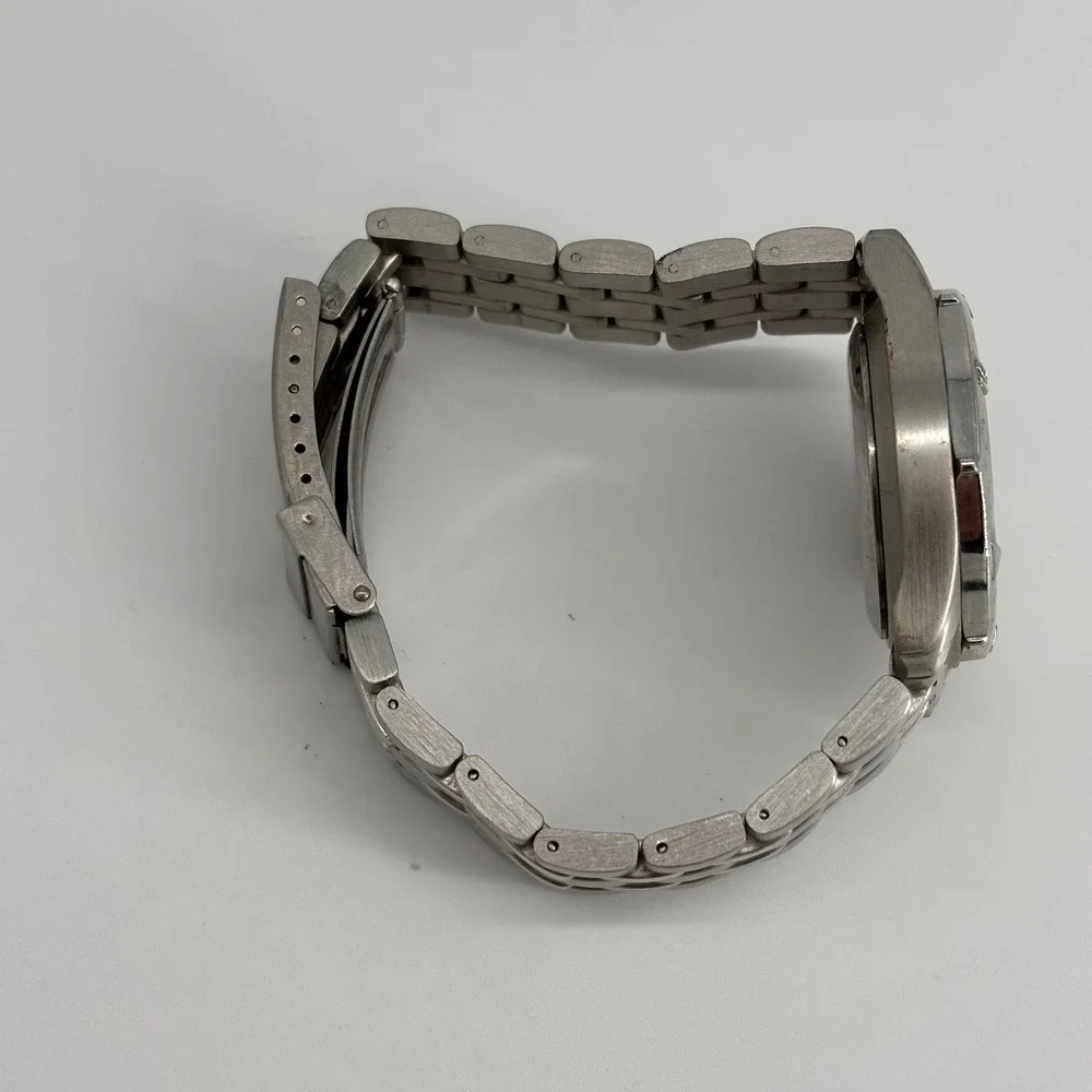 Azzaro‎ Chrome Mens Silver Stainless Steel Watch Japan Quartz Date 3ATM Untested
